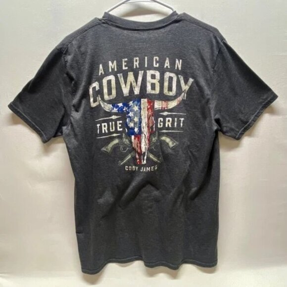 Cody James American Cowboy Graphic Tee Men's Large Charcoal Heather Western EUC - Picture 2 of 5
